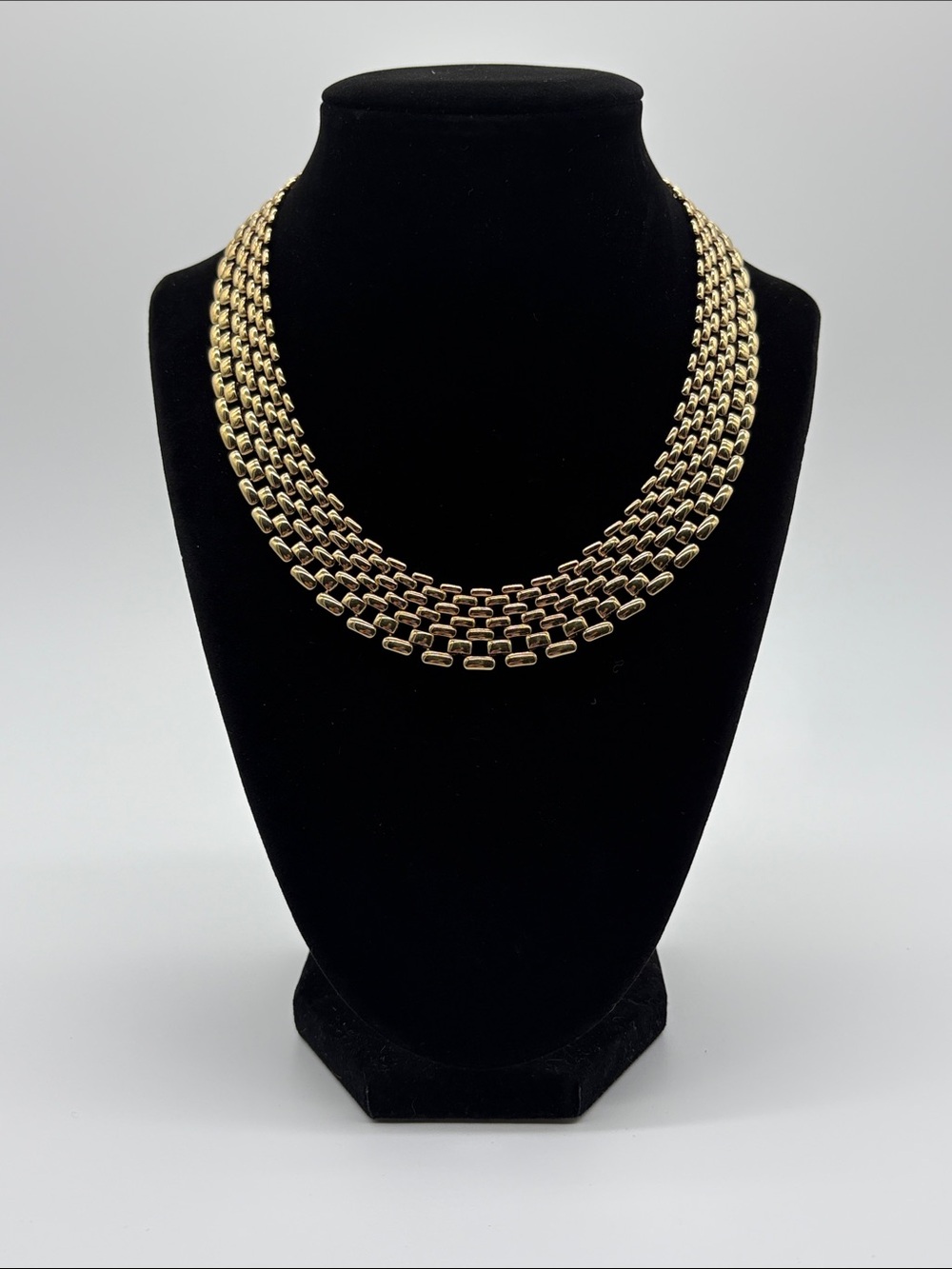 Gold Multi-Row Link Necklace Layered Statement Women Jewelry - Picture 1 of 4